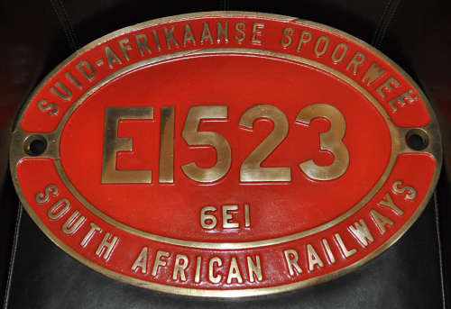 SAR Class 6EI (Series 4) Original Brass Number Plate E1523
