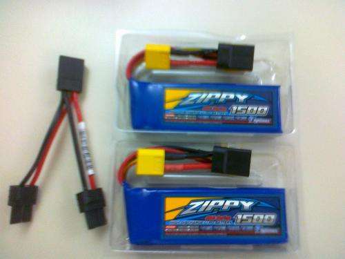 1/16 e Revo / Summit / Rally  3s 11.1v Lipo s (2X 1500MAh 20C) + Paralel Conector