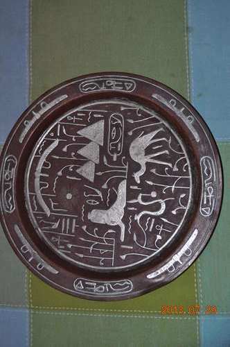 CRAZY START R1 !!! EGIPTIAN COPPER SILVER INLAID TRAY!!!!!!!!