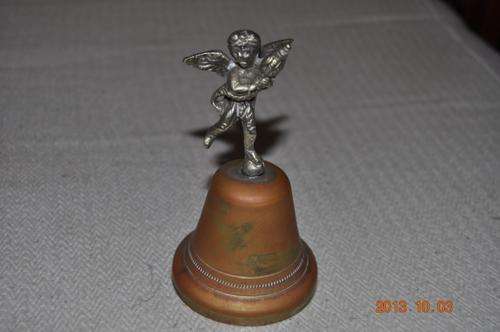 CRAZY START R1 !!!! BEAUTIFUL BELL WITH SILVER PLATED FIGURINE OF CHERUB