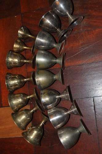 COLLECTION OF BRASS AND SILVER PLATED EGG CUPS