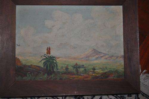 BEAUTIFUL OLD OIL ON BOARD,AFRICAN SCENE,SIGNED
