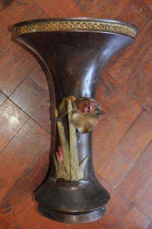 BIG ORIGINAL MEIJI PERIOD ( Meiji-jidai) BRONZE JAPANESE VASE,CIRCA 1900