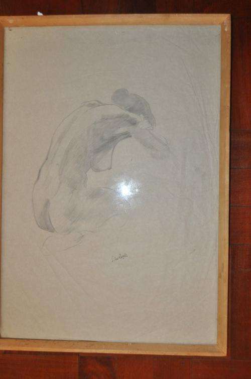 AMAZING PENCIL DRAWING-NUDE BY FAMOUS S.A. ARTIST SAM BUTLER-DONT MISS IT!!!!!