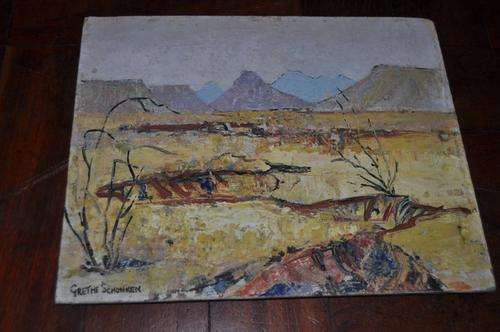 AMAZING OIL ON BOARD BY FAMOUS S.A.ARTIST GRETHE SCHONKEN