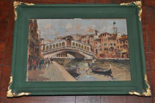 BEAUTIFUL VENICE SCENE OIL ON BOARD