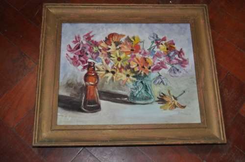 ORIGINAL OIL ON BOARD STILL LIFE BY P.M.LYLE