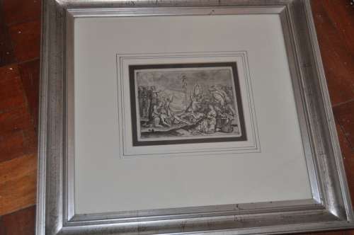 FRAMED ANTIQUE ENGRAVING,RELIGION SCENE