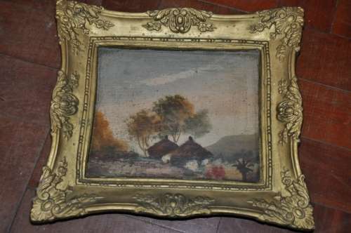 OLD PAINTING OIL ON BOARD IN BEAUTIFUL GILDED FRAME SIGNED BY ARTIST