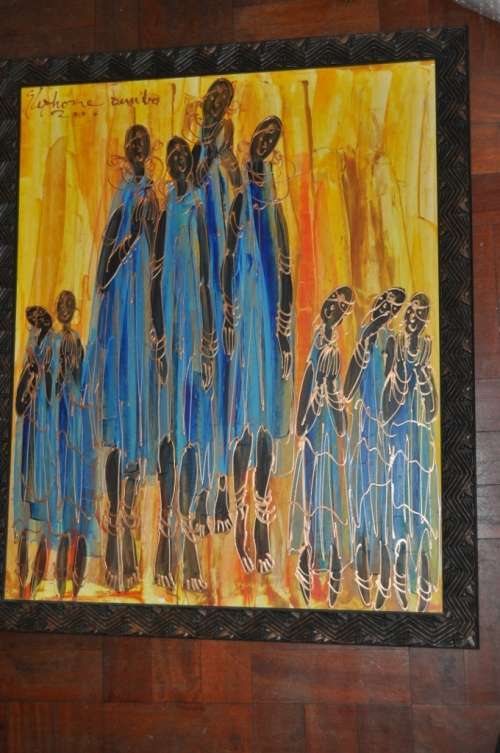 GORGEOUS OIL ON BOARD AFRICAN SCENE SIGNED BY ARTIST