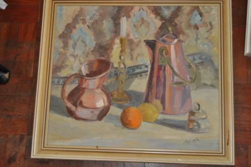 BEAUTIFUL STILL LIFE BY ELEANOR PALMER,OIL ON BOARD