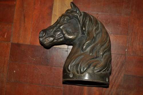 AWESOME ANTIQUE BRONZE HORSE BUST VERY HEAVY