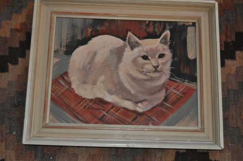 AWESOME OIL ON BOARD OF CAT,SIGNED ANDERSSON