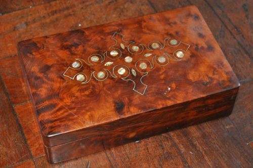 BEAUTIFUL VINTAGE  WALL NUT BOX,MOTHER OF PEARL INLAID IN GREAT CONDITION