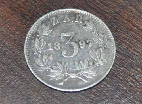 1897 ZAR 3 PENCE 0.925 SILVER