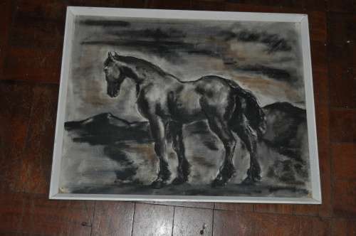 JANE JOHNSTON,1974-AWESOME OIL ON BOARD,HORSE