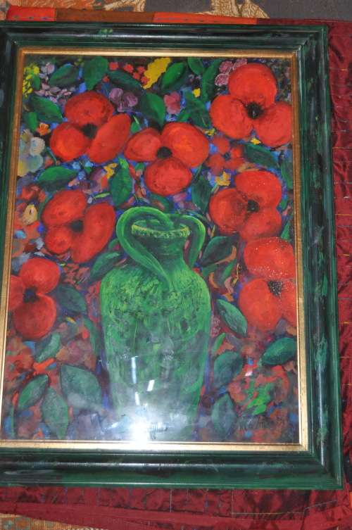 TERRIFIC ABSTRACT OIL MIXED MEDIA,SIGNED BY ARTIST