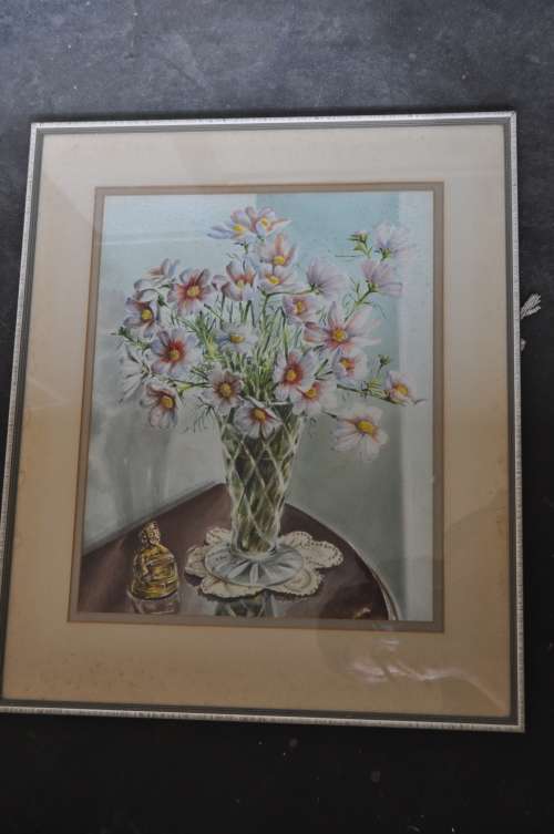 AWESOME ORIGINAL WATERCOLOR-STILL LIFE-UNSIGNED
