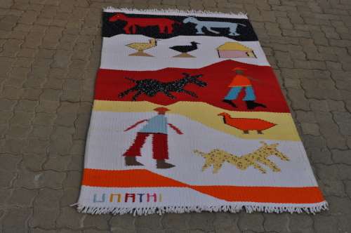 AWESOME HANDMADE RUG AFRICAN DESIGN,SIGNED BY ARTIST