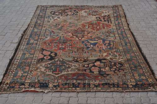 AWESOME BIG VINTAGE PERSIAN HANDMADE CARPET 205X307CM