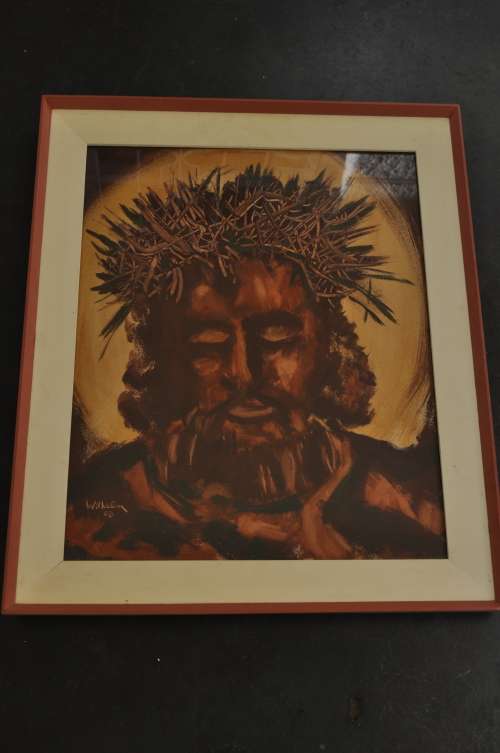ORIGINAL MIXED MEDIA,JESUS,SIGNED BY ARTIST,DATED