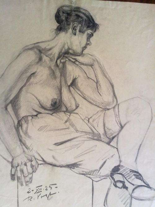 CRAZY START R1 !!!!!R.Vogl,Nude,1925,paper,pensil