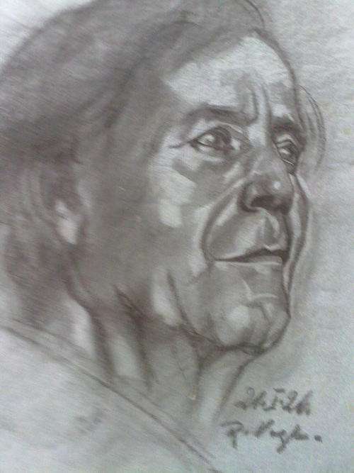 CRAZY START R1!!!!!R.Vogl ,1926,face,blue paper,pensil