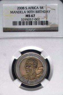 $$ 3   X  MS67- NGC GRADED - MANDELA BIRTHDAY R5 COIN - HIGH GRADE $$