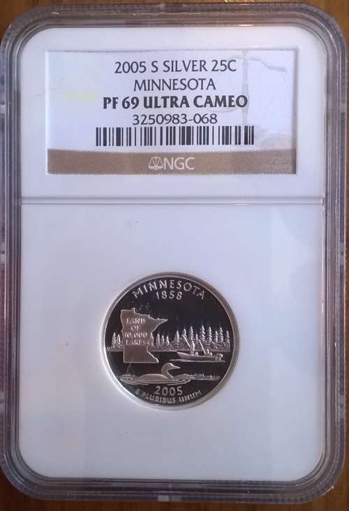 USA 2005 SILVER 25c NGC GRADED PROOF 69 ULTRA CAMEO!!!! ALMOST PERFECT!!!