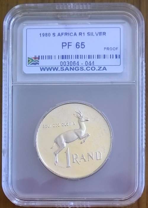1980 RSA SILVER R1 SANGS SLABBED PROOF 65!!! HIGH GRADE