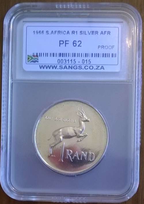 1966 SA SILVER R1 AFRIKAANS SANGS GRADED PROOF 62