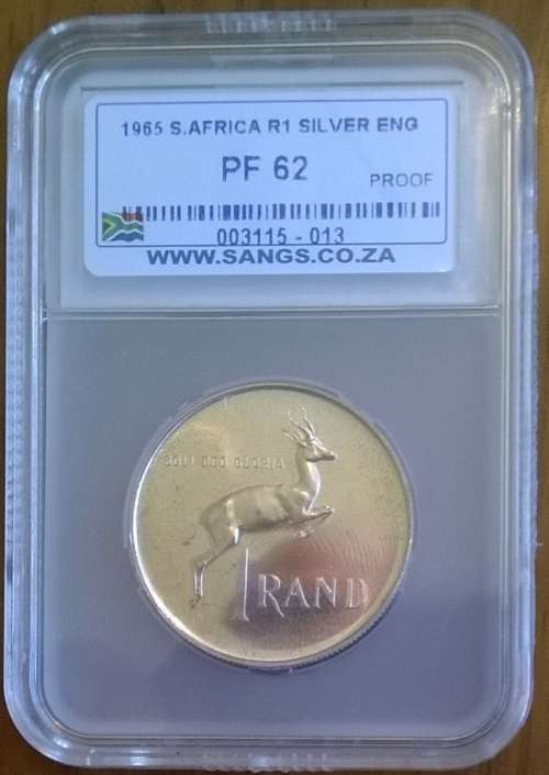 1965 SA SILVER ENGLISH R1 SANGS GRADED PROOF 62