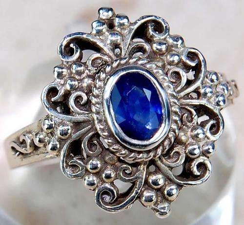 NATURAL SAPPHIRE & 925 SOLID STERLING SILVER ring , size 6.5.