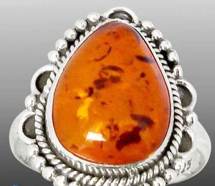 AMAZING 5.25ct BALTIC AMBER 925 STERLING SILVER RING SIZE 9