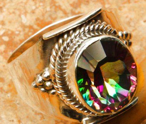NATURAL RAINBOW TOPAZ 925 STERLING SILVER RING SIZE 8
