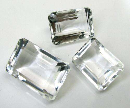 AWESOME NATURAL BRILLIANT WHITE OCTAGON CUT QUARTZ LOT**3 PIECES** & ***121.50 TOTAL cts***