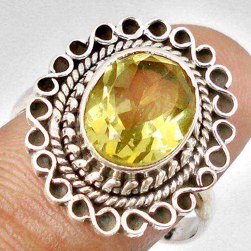 YELLOW LEMON TOPAZ GEMSTONE .925 STERLING SILVER RING size 7