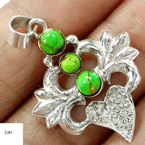 COPPER GREEN ARIZONA TURQUOISE .925 STERLING SILVER PENDANT