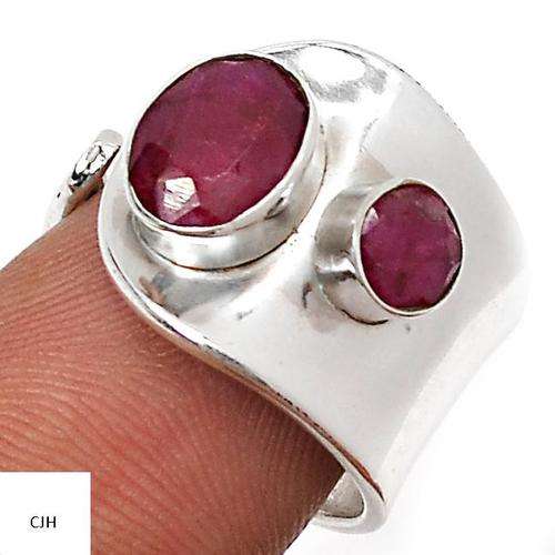 INDIAN RUBY .925 STERLING SILVER RING SIZE 7