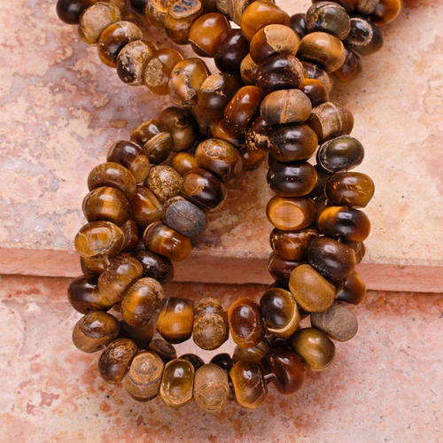 8X8X5MM NATURAL TIGER'S EYE GEMSTONE RONDELLE BEADS 68 PIECES SOLD INDIVIDUALLY