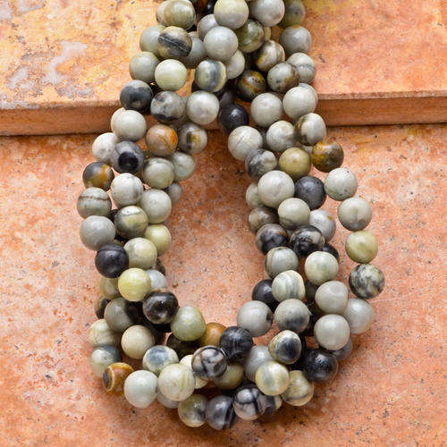 6X6MM NATURAL JASPER GEMSTONE ROUND BEADS 66 PIECES SOLD INDIVIDUALLY