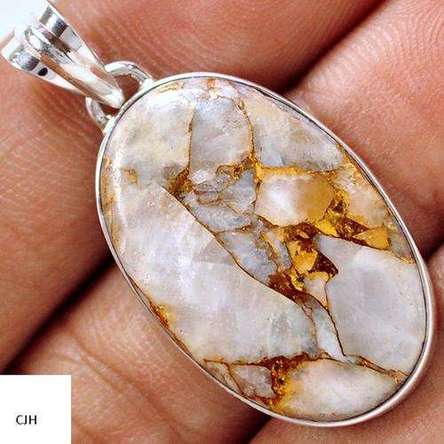 COPPER WHITE ARIZONA TURQUOISE .925 STERLING SILVER PENDANT