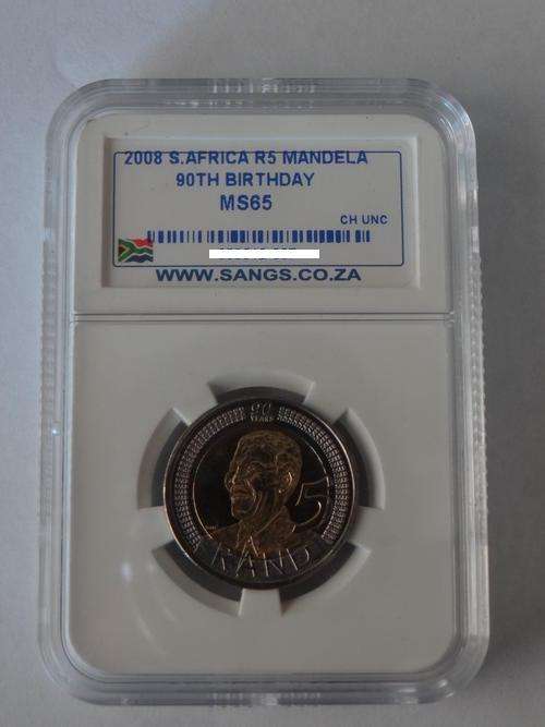 2008 Nelson Mandela 90th Birthday R5 Graded MS65