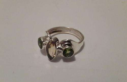 CITRINE AND PERIDOT.925 STERLING SILVER RING SIZE 6.5
