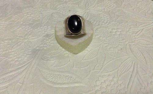 Two Tone Black Onyx .925 sterling silver ring size 7