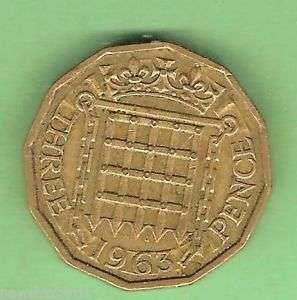 1963 Great Britain Three Pence. Elizabeth II