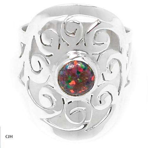 AMAZING FIRE OPAL .925 STERLING SILVER RING SIZE 6