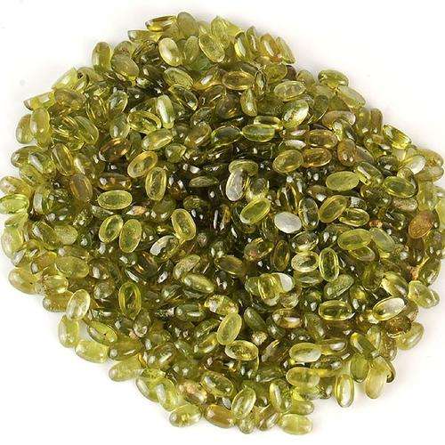 100 PIECES UNTREATED TOP GREEN NATURAL IDOCRASE-VESUVIANITE OVAL GEMSTONES. BID PER STONE