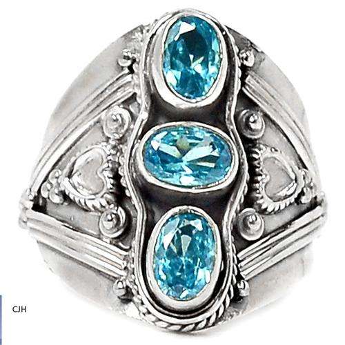 BLUE TOPAZ .925 STERLING SILVER RING SIZE 6.5