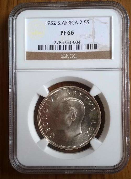 1952 SILVER 2.5 SHILLINGS NGC GRADED PROOF 66